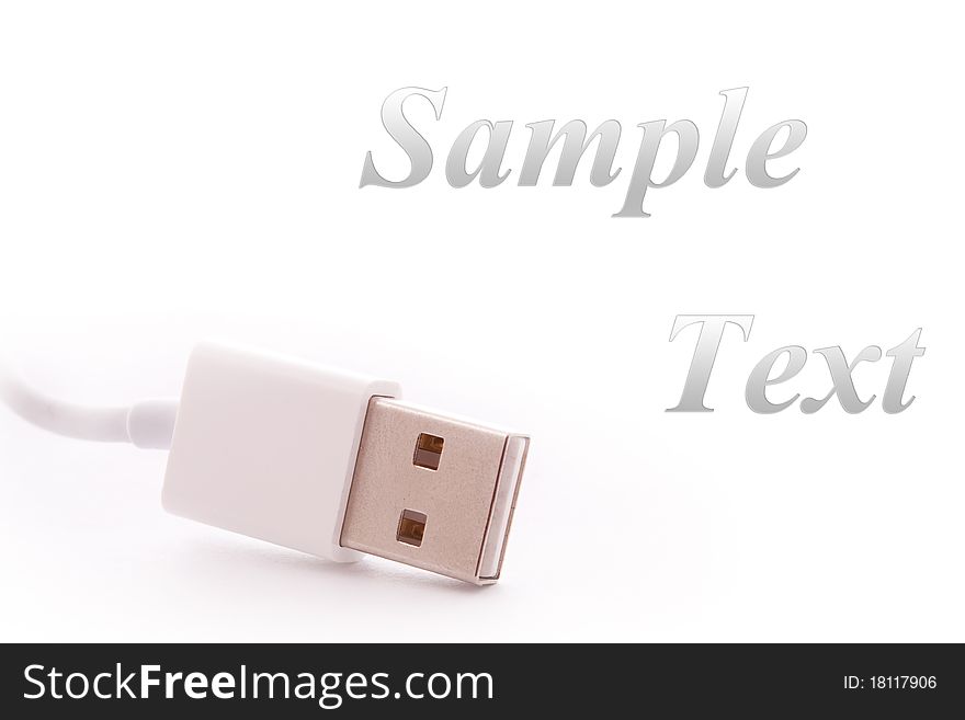 Close up shot of usb cable isolated on white