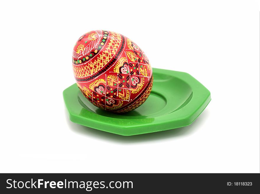 Painted egg on a plate