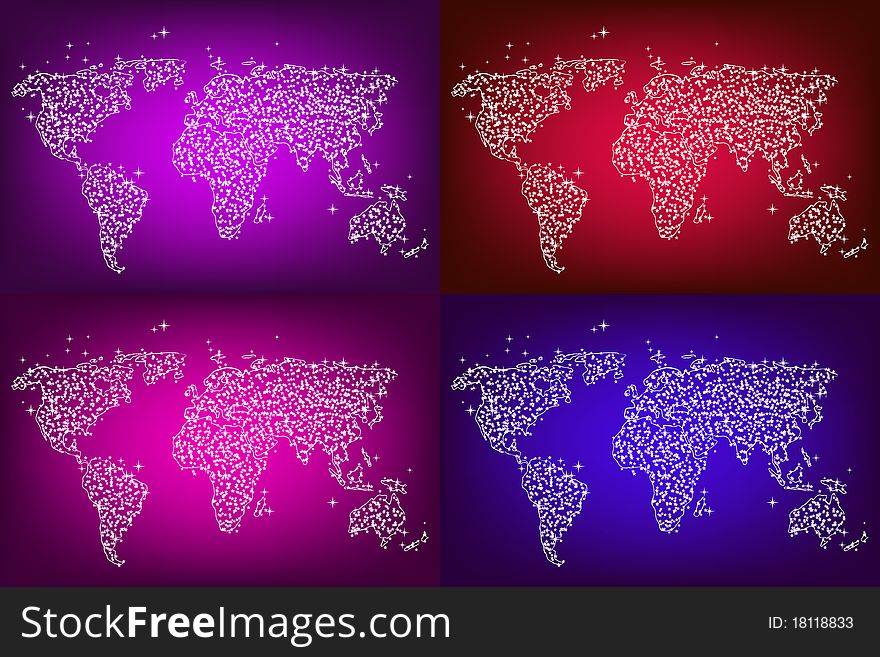A stylized maps of the world. A stylized maps of the world