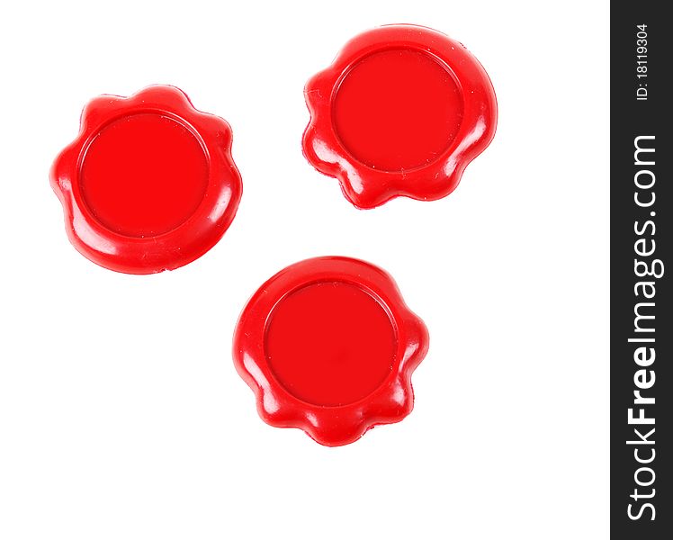 Three red seal on a white background