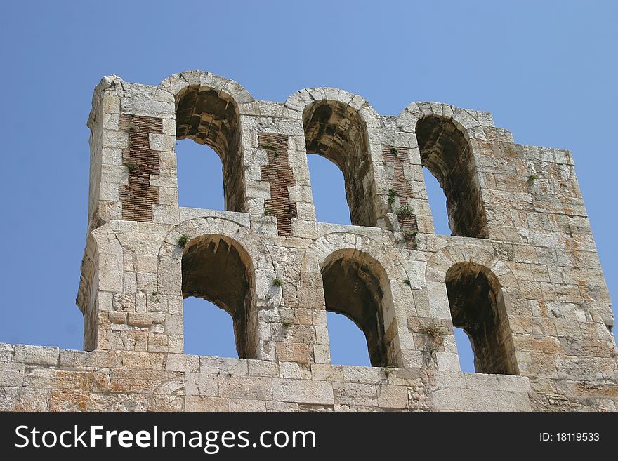 A set of arches at the ancient site of Acropolis in Athens, Greece. A set of arches at the ancient site of Acropolis in Athens, Greece.