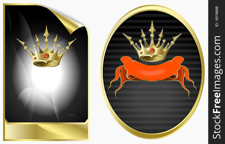 Background In Ancient Style With A Gold Crown