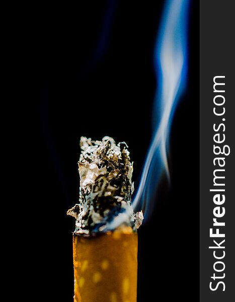 Burning Cigarette With Smoke. Fire. Bad Habit
