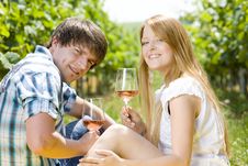 Couple With Wine Stock Photo Couple With Wine Stock Photo