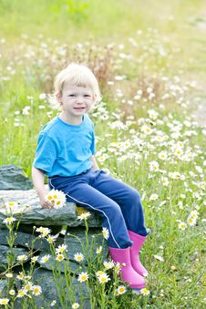 Little Girl On Meadow Royalty Free Stock Photo