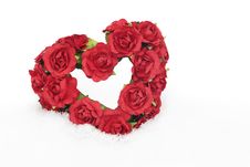 Red Rose Heart In Snow Stock Image