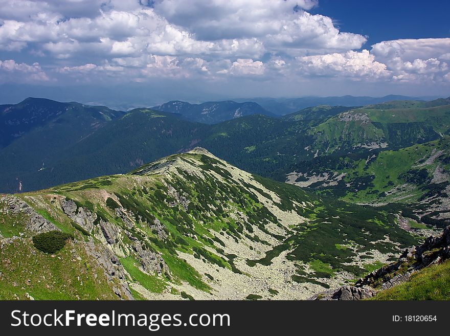 Summertime on an mountain hiking trail in the Low Tatras, Slovakia