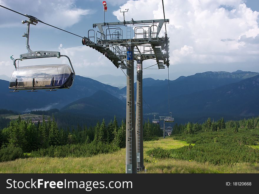 Ski Lift Chair at Jasna, Low Tatras, Slovakia during summer months