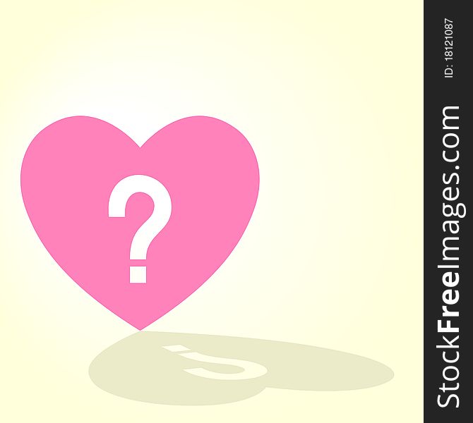 Stock illustration of a heart with question mark. Stock illustration of a heart with question mark