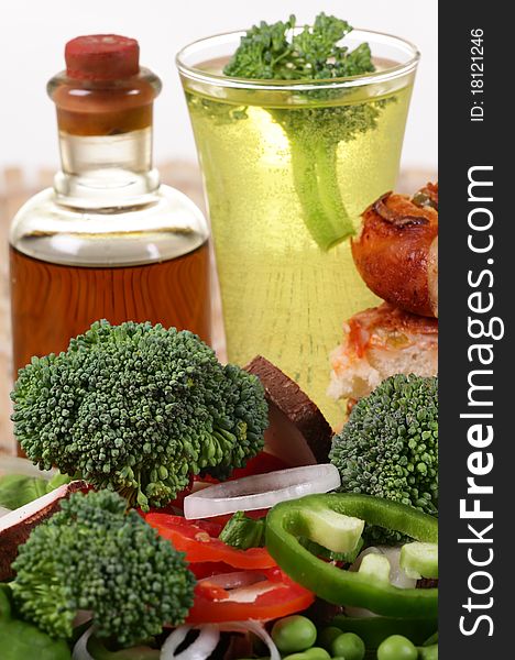 Conceptual image of healthy salad with drink. Conceptual image of healthy salad with drink.