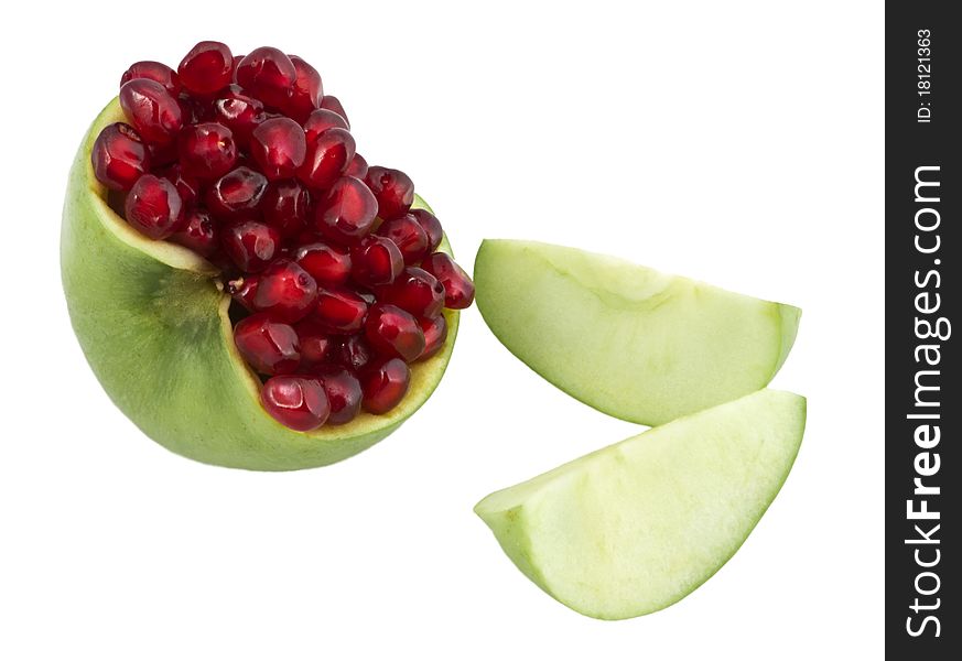 Grains Of Pomegranate Are In An Apple