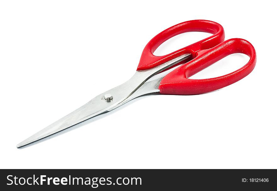 Red scissors isolated on white