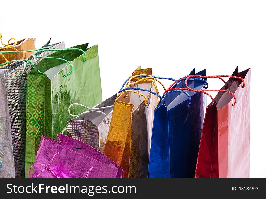 Colourful shop bags isolated on white background. Colourful shop bags isolated on white background.
