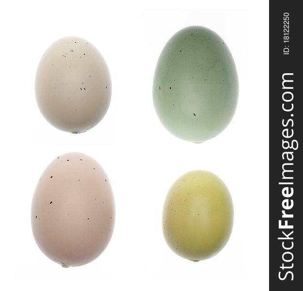 Collection of Speckled Easter Eggs Isolated on White with a Clipping Path.