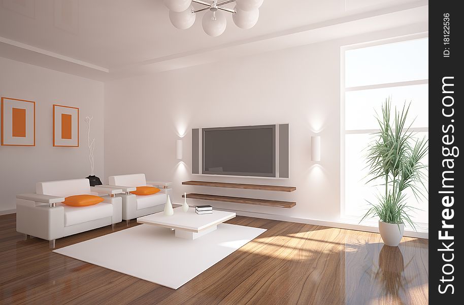 White interior concept with frames on a wall