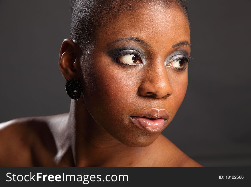 Landscape headshot of beautiful black woman