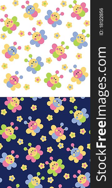 Background with little butterflies and flowers. Background with little butterflies and flowers