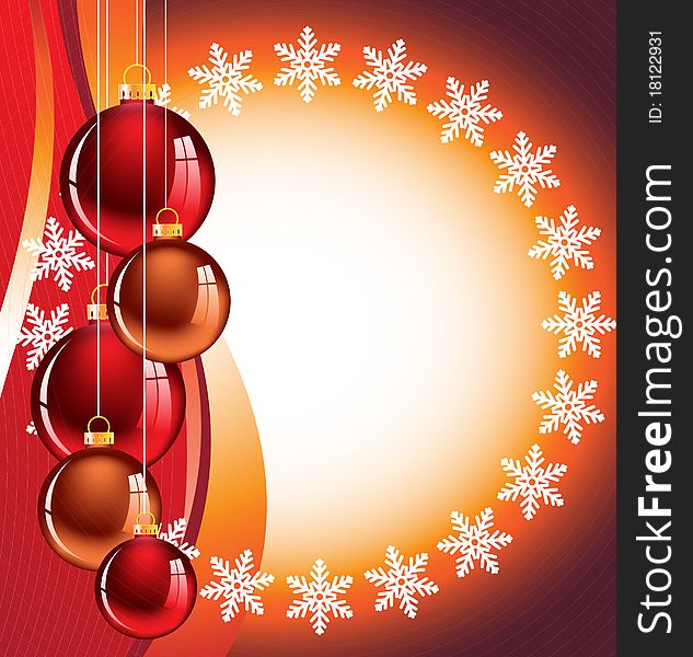 Bright Christmas decorations on the luminous background. Bright Christmas decorations on the luminous background