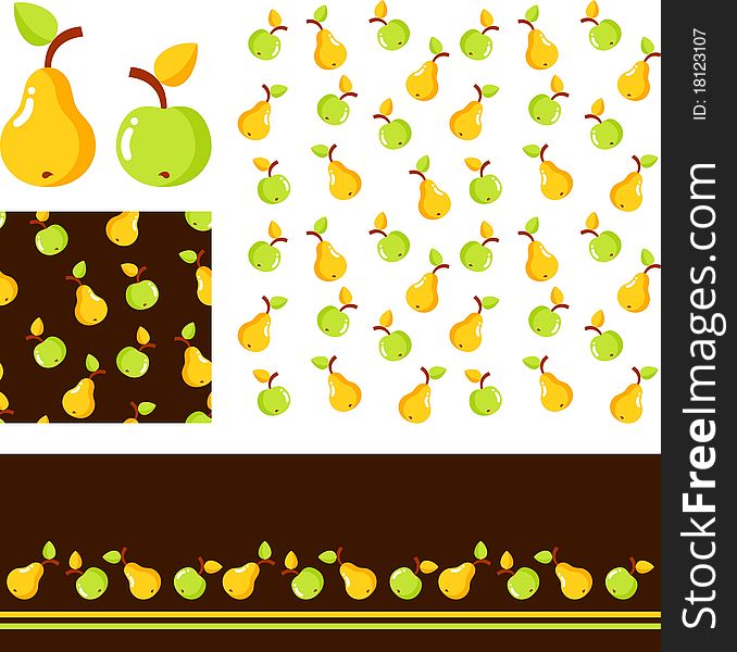 Pears and apples are green and yellow. Pears and apples are green and yellow