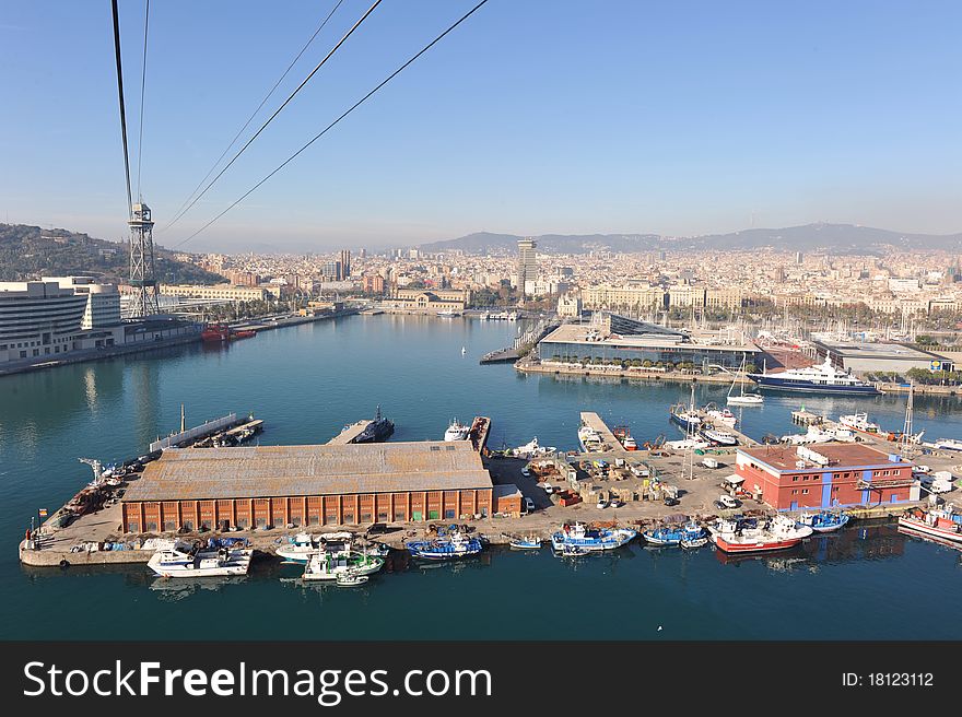 View of the Barcelona harbour