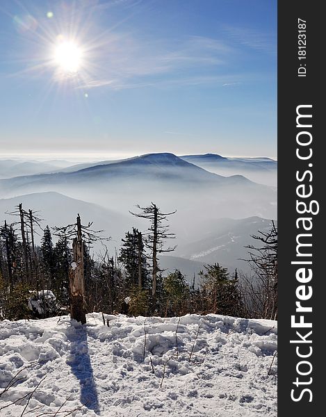 Misty fog in Beskydy mountains