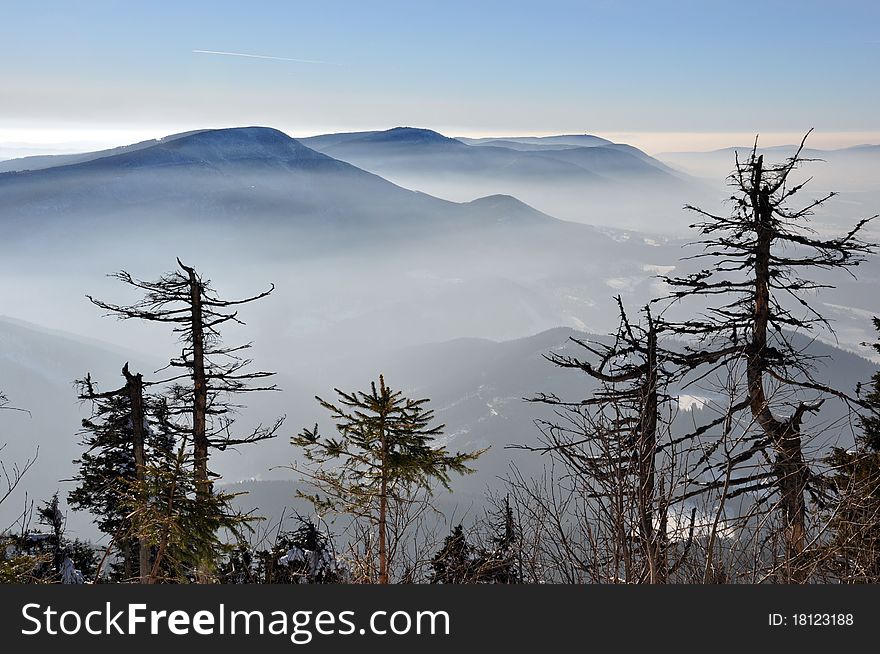 Misty fog in Beskydy mountains