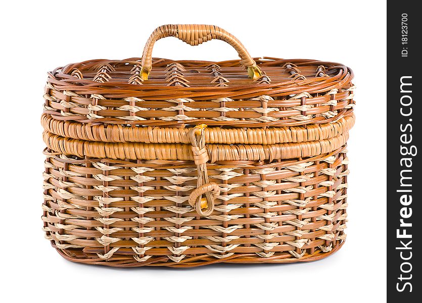Wooden basket isolated on a white background