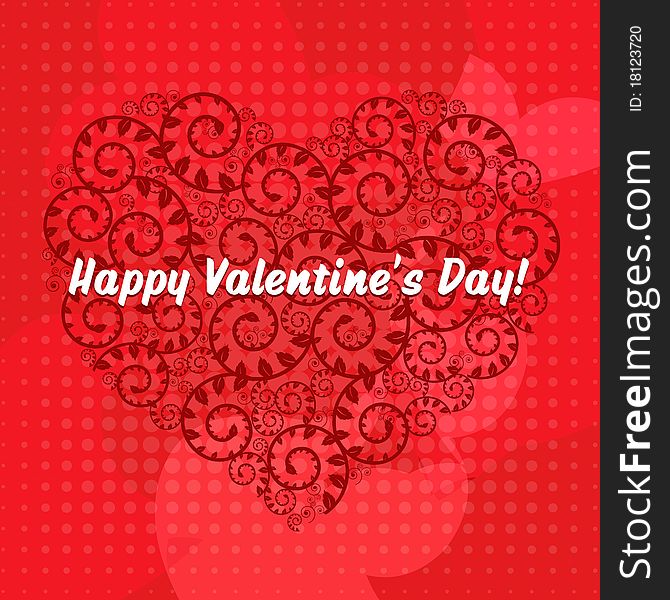 Valentines Day Card With Text, Vector Illustration. Valentines Day Card With Text, Vector Illustration