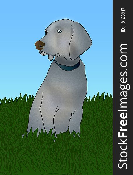 Vector illustration of a dog sitting in high grass. Vector illustration of a dog sitting in high grass.