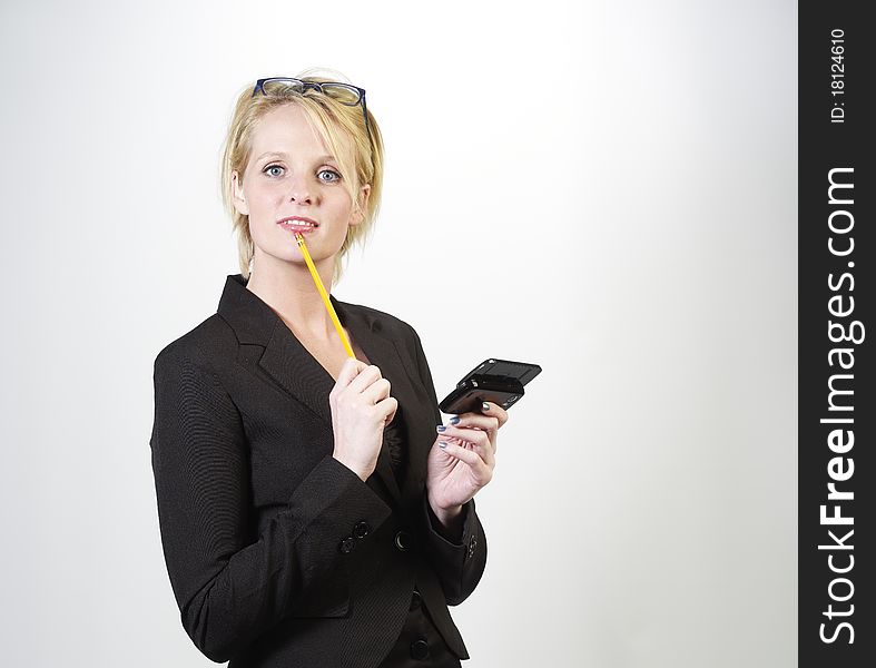 Portret of a young businesswoman isolated