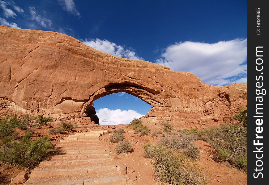 Strange rock formations at Arches National Park, USA