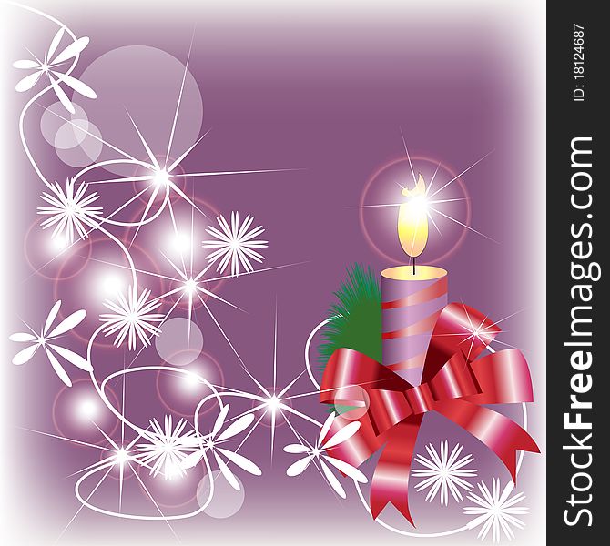 Sparkling Christmas candle.Vector background