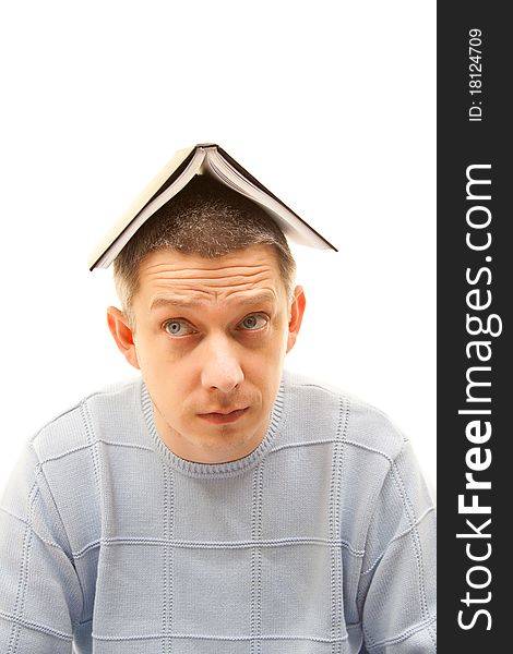 Man With A Book Above Head