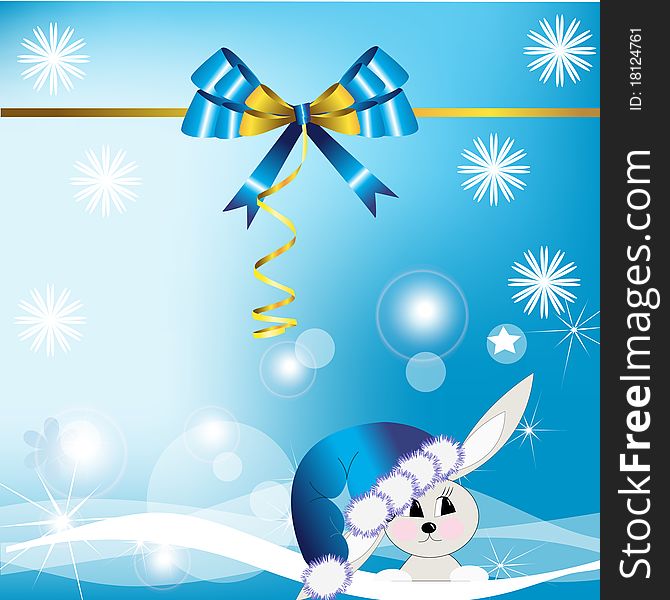 Christmas card with a rabbit.Vector background