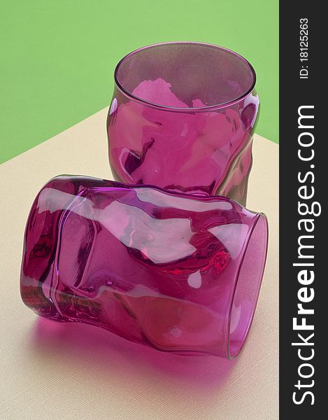 Vibrant Pink Glassware Modern Pattern with Irregular Curves.