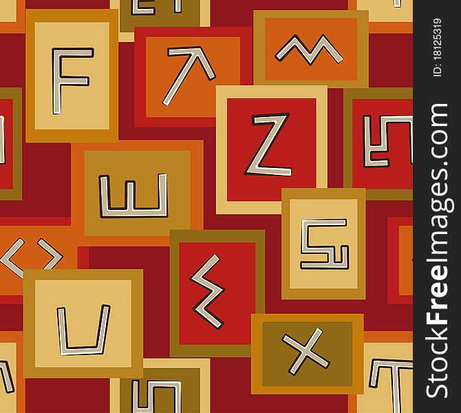 Abstract seamless pattern with African art signs