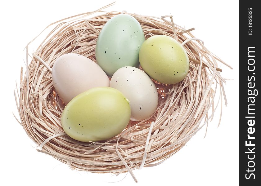 Colorful Eggs in Nest Easter Spring Image.