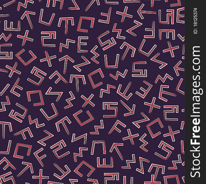 Abstract seamless pattern with abstract signs on a dark background