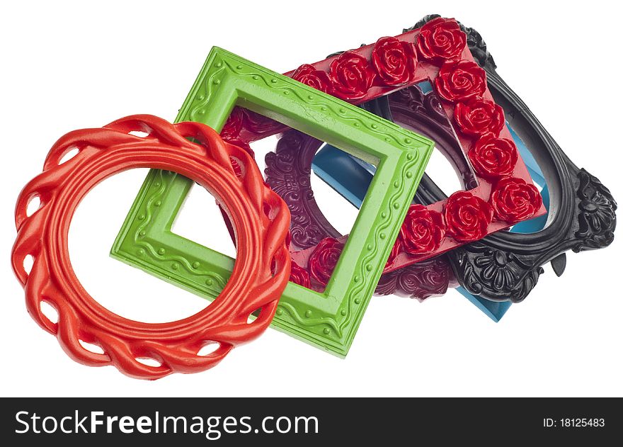 Modern Vibrant Colored Empty Frames Isolated on White with a Clipping Path.