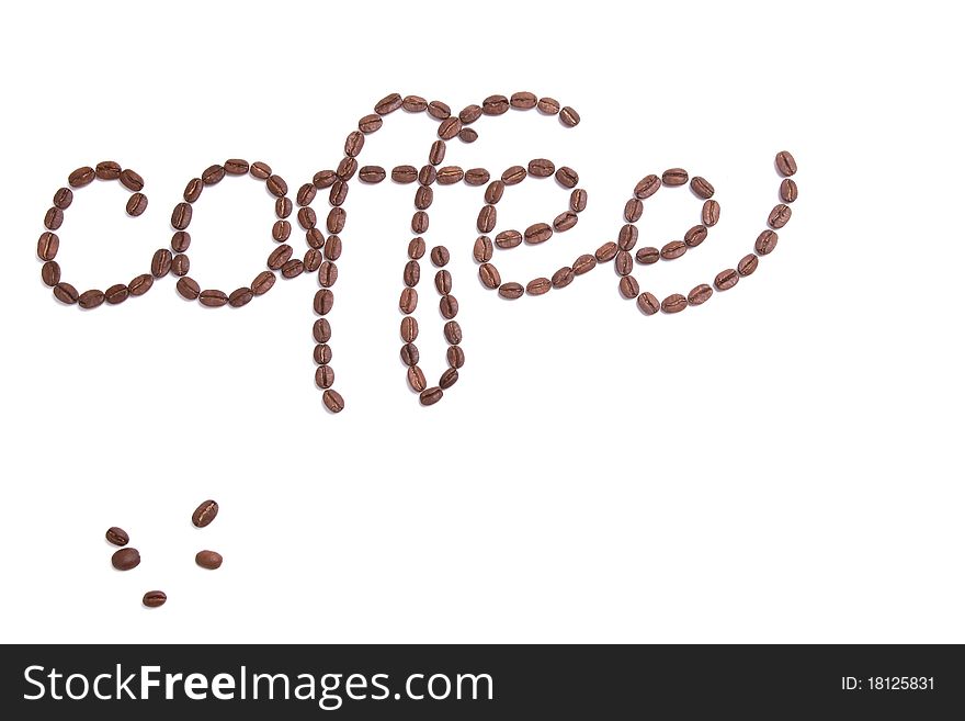 Word coffee made from coffee-beans
