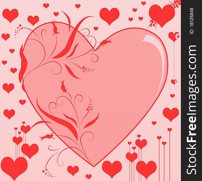 Valentines day background with hearts isolated on pink