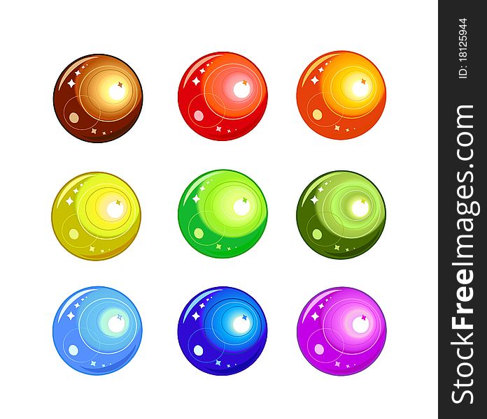 Colored balls with highlights of the