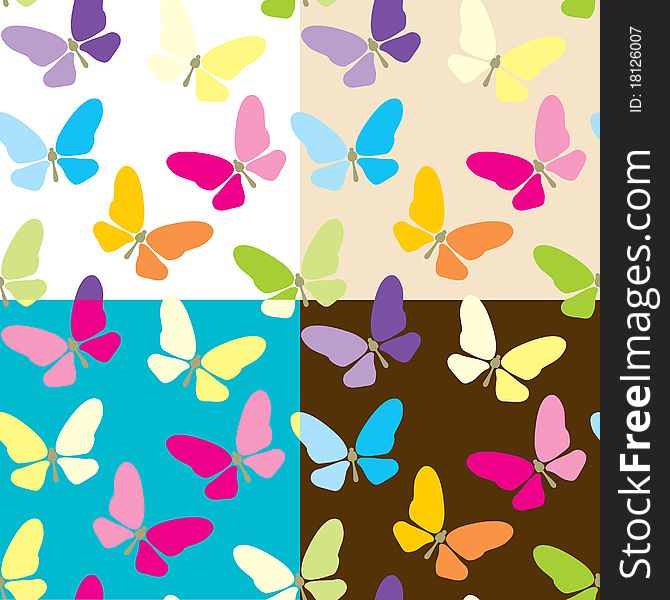 Four background with butterflies