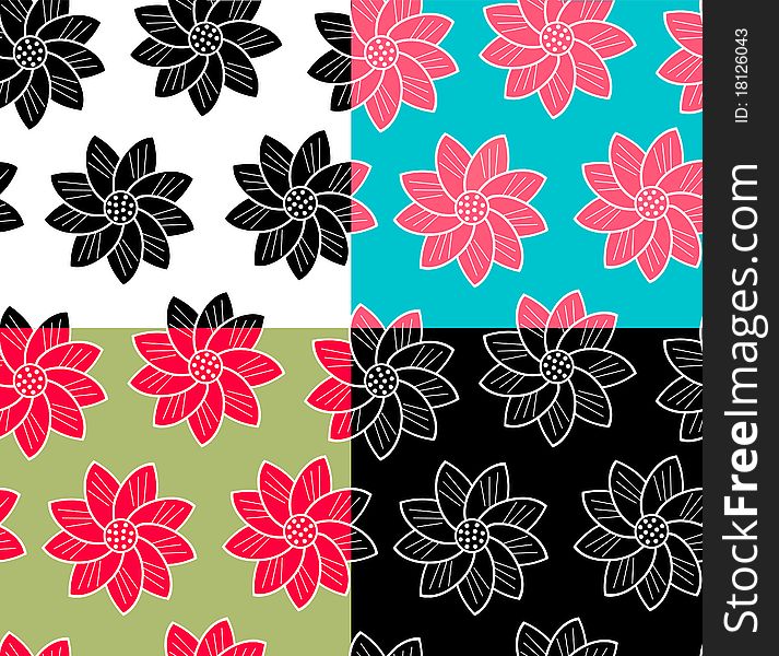 A set of four vector floral ornaments. A set of four vector floral ornaments