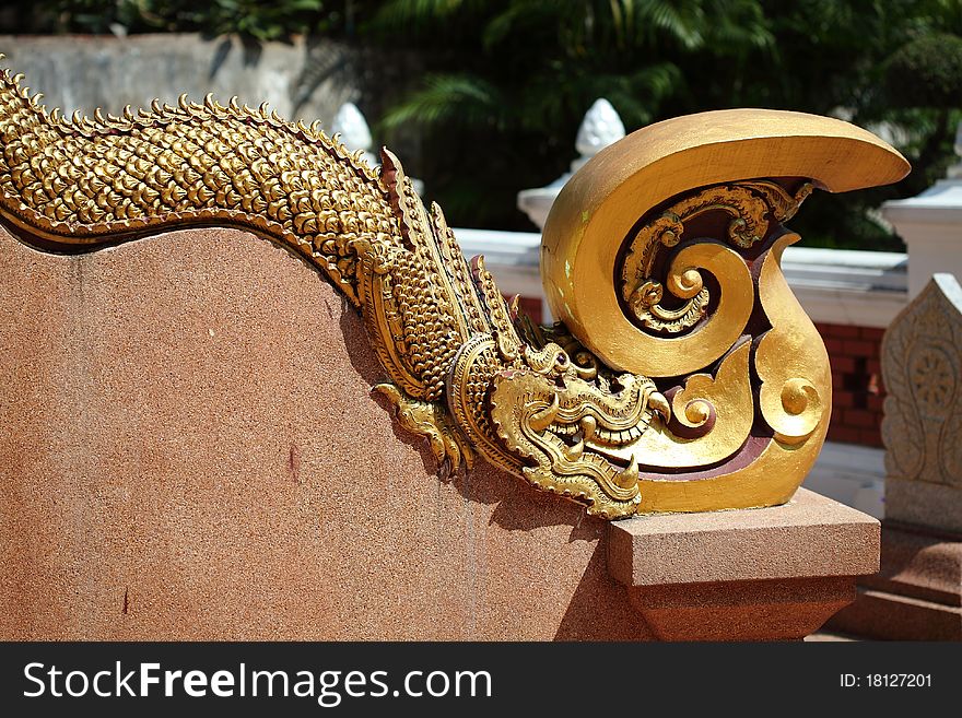 Thai ancient dragon statue in temple