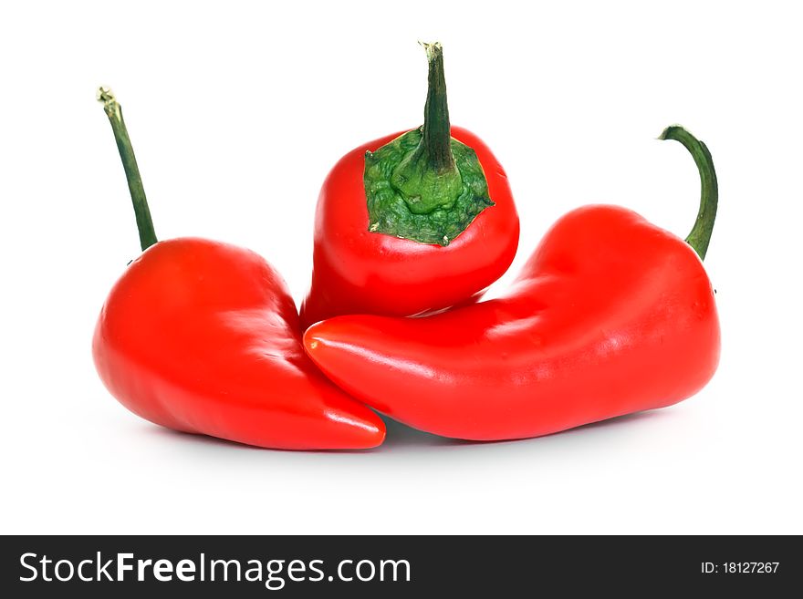 Red chili peppers isolated on white background