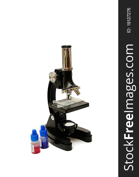 Microscope isolated on the white background.