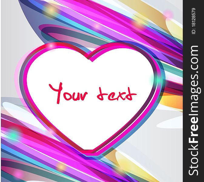 Beautiful abstract background with hearts and bright lines. Beautiful abstract background with hearts and bright lines