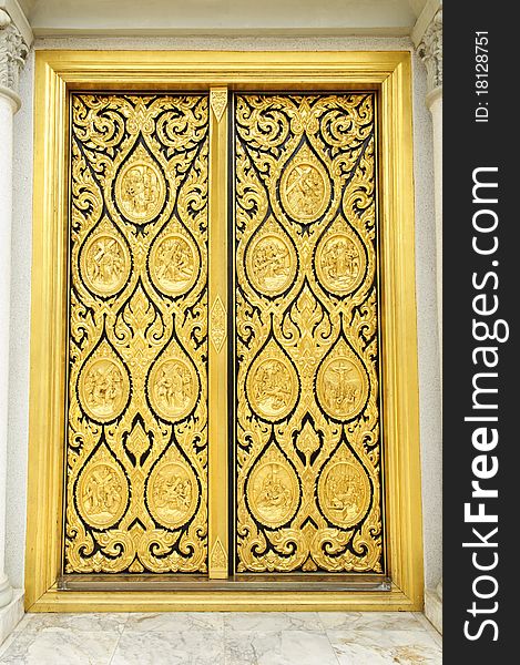 Golden door of church