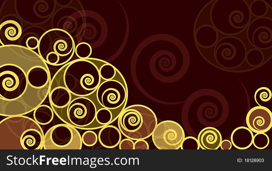 Brown background with curls. Brown background with curls